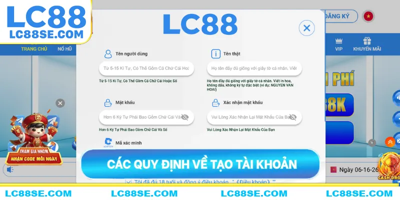 Các quy định về thiết lập tài khoản