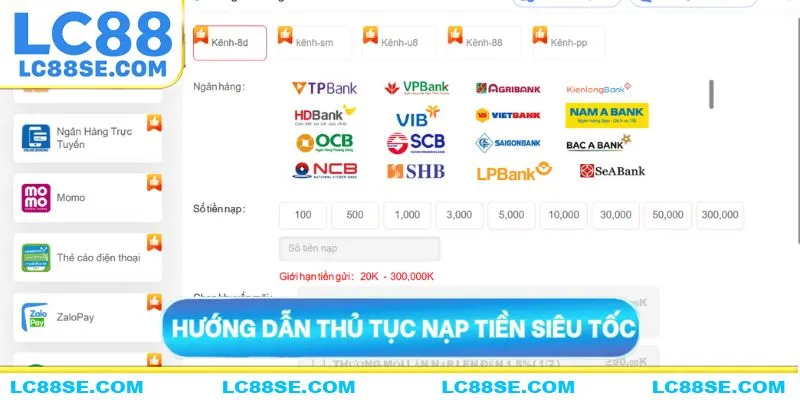 Hướng dẫn thủ tục nạp tiền siêu tốc